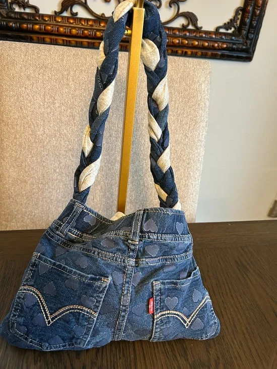 Levi’s Denim Heart-Print Shoulder Bag w Braided Strap - custom-made - Picture 3 of 9